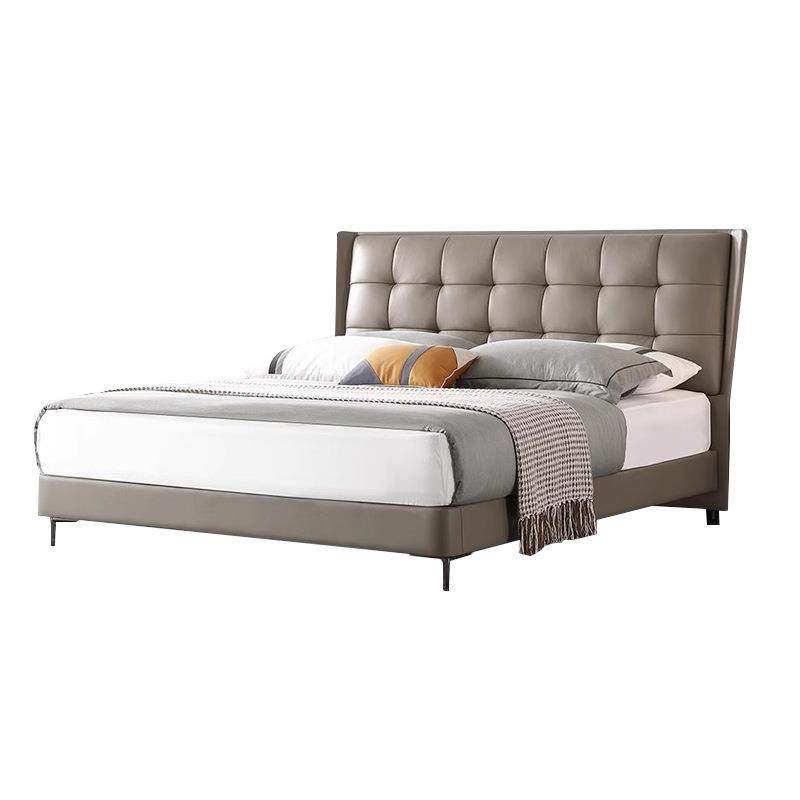 现代简约真皮床主卧小户型新款1.8米齐边床意式极简高级感皮艺床,淘宝优惠券,粉丝福利购,淘宝优惠卷