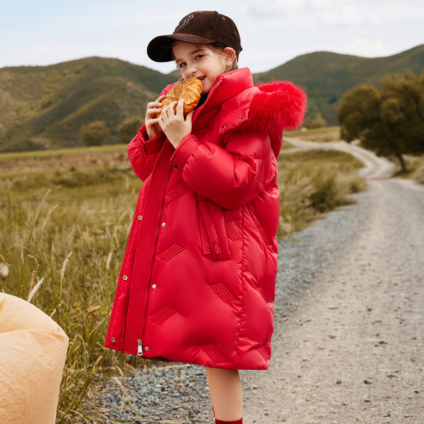 鸭鸭男女童羽绒服中长款2025冬季新洋气儿童中大童冬装大毛领外套,淘宝优惠券,粉丝福利购,淘宝优惠卷