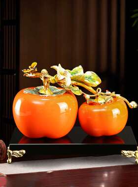 新中式事事如意柿子摆件客厅玄关装饰品乔迁礼物电视柜新居礼物