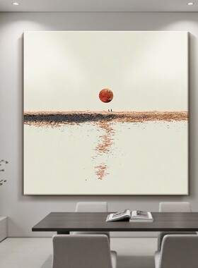 意式极简旭日东升肌理画抽象人物玄关挂画肌理客厅背景装饰画