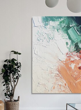 侘寂风简约抽象客厅落地画手绘油画肌理感挂画大幅酒店玄关装饰画