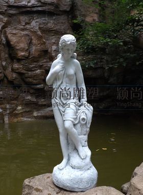 欧式人物设塑橱窗摆件家居装饰摆雕坐女仕罐时尚庭院流水工艺品