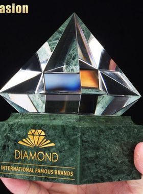 水晶奖杯定制定做创意高档钻石优秀员工大理石刻字荣誉奖牌制作
