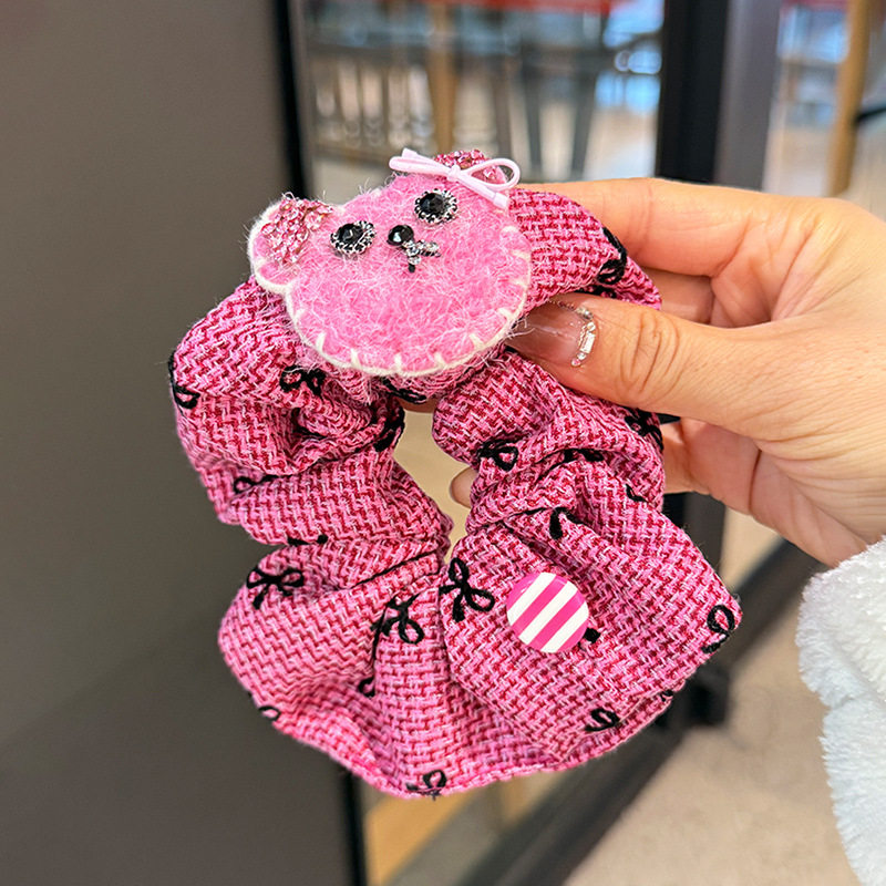 韩版粉色可爱蝴蝶结小熊大肠圈甜美百搭气质高马尾丸子头发圈头绳,淘宝优惠券,粉丝福利购,淘宝优惠卷