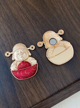 宋锦财神磁吸冰箱贴手工贴布成品冰箱装饰品景区非遗文创旅游纪念