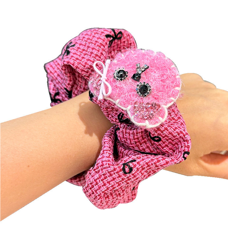 韩版粉色可爱蝴蝶结小熊大肠圈甜美百搭气质高马尾丸子头发圈头绳,淘宝优惠券,粉丝福利购,淘宝优惠卷