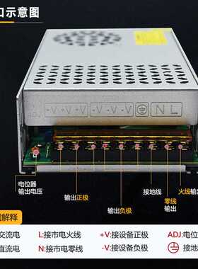 AC220V转36V600W1200W灯条模组LED显示频开关电源CNC监控安防驱动