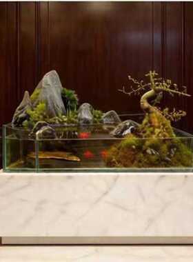 定制鱼缸假山流仿石摆件石器摆件禅意假山造景客厅书房装饰摆件