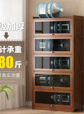 书架防尘柜子大容量家用实木多层书房现代简约书靠墙楠竹储物柜bj