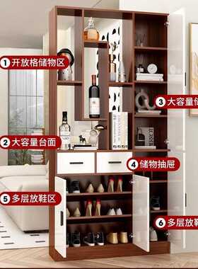 客厅屏风隔断玄关柜酒柜一体现代进门入户装饰置物架实木鞋柜