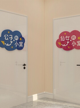 公克女孩儿童房间布置墙面装饰卧室入户门贴纸画挂牌d主力3压高级