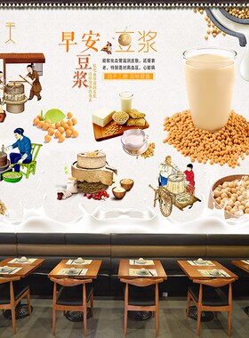 早餐店广告贴纸创面装饰画自子海报墙意墙贴早点墙画商用包粘墙纸