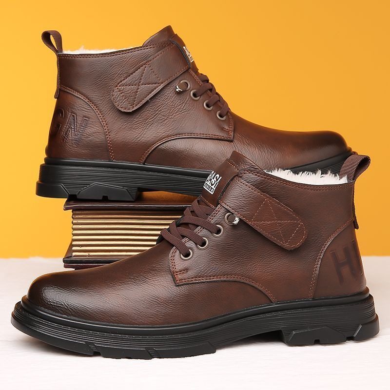【保暖搭子】冬季高档马丁靴加绒加厚防滑保暖男士高帮工装鞋皮鞋,淘宝优惠券,粉丝福利购,淘宝优惠卷