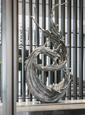 创意水浪花大型不锈钢雕塑小区水景圆环抽象异形镂空装饰落地摆件