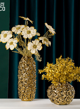 美式家居装饰品摆件创意陶瓷玫瑰花瓶工艺品客厅电视柜艺术品摆设