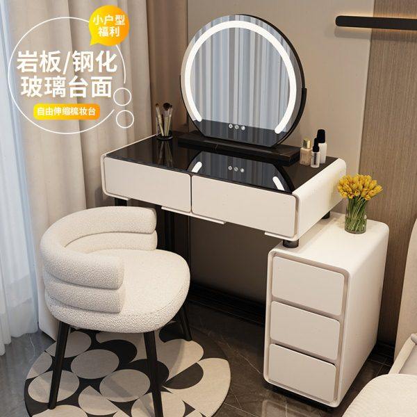 小户型梳妆台卧室60cm现代简约2024新款奶油风主卧斗柜一体化妆桌,淘宝优惠券,粉丝福利购,淘宝优惠卷