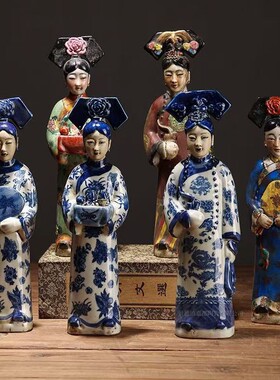 创意中式侍女风古代美女陶瓷古典现代家居客厅装饰宫廷人物摆件