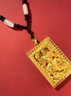 越南沙金关公吊坠古法金武财神关羽黄铜镀金挂坠霸气吊牌爆款货源