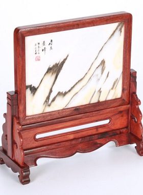 实木办公桌红木桌面中国特色台式屏风摆件工艺品装饰品仿古小屏风