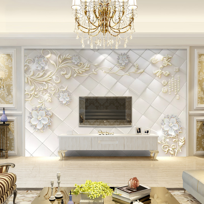 8D电视背景墙纸大气p5D立体简约现代壁纸客厅影视墙布装饰无缝壁 - 图1