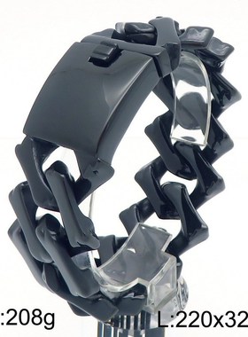 钛钢饰品 欧美大气嘻哈32mm粗款菱形古巴链女士手链男生高级感