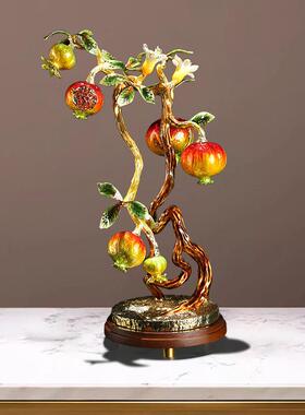 珐琅彩多籽多福摆件石榴工艺品摆件家居饰品客厅玄关中式桌面摆