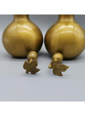 古玩铜器收藏黄铜葫芦幸福与爵禄福禄双全雕刻精美形制端正