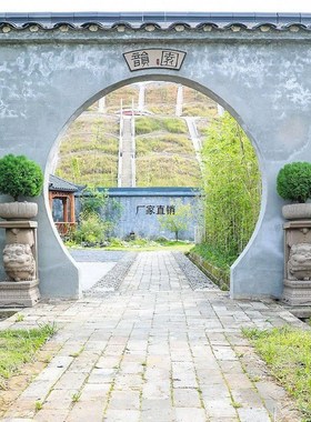 知饰仿石狮子摆件石雕门墩抱鼓石一对户外庭院造景布置花园装饰