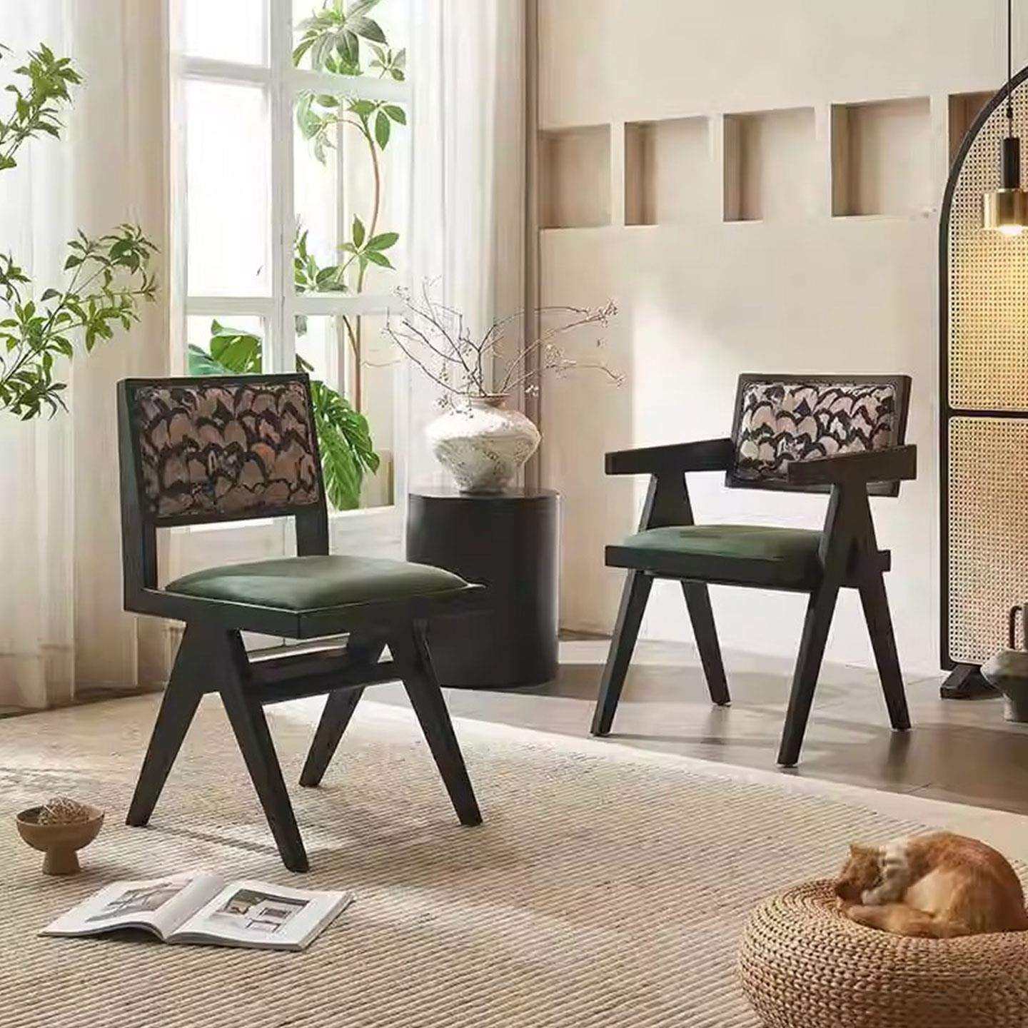 中古风昌迪加尔藤编椅子实木餐椅家用餐厅餐桌椅凳子靠背休闲藤椅,淘宝优惠券,粉丝福利购,淘宝优惠卷