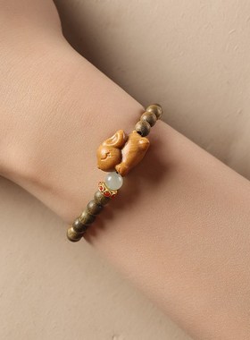 兔年生肖可爱萌兔檀香可爱小萌宠手腕F萌趣手链男女情侣款闺蜜手