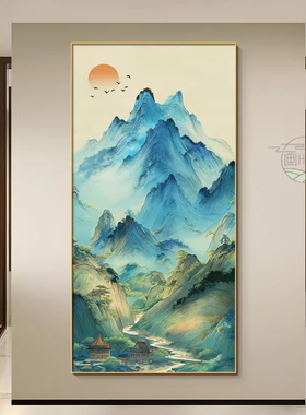 新中式山水风景客厅背景墙装饰画