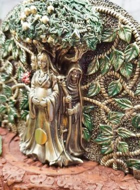 三女神生命树树脂彩色摆件挂件挂画装饰复古欧式工艺品客厅桌面