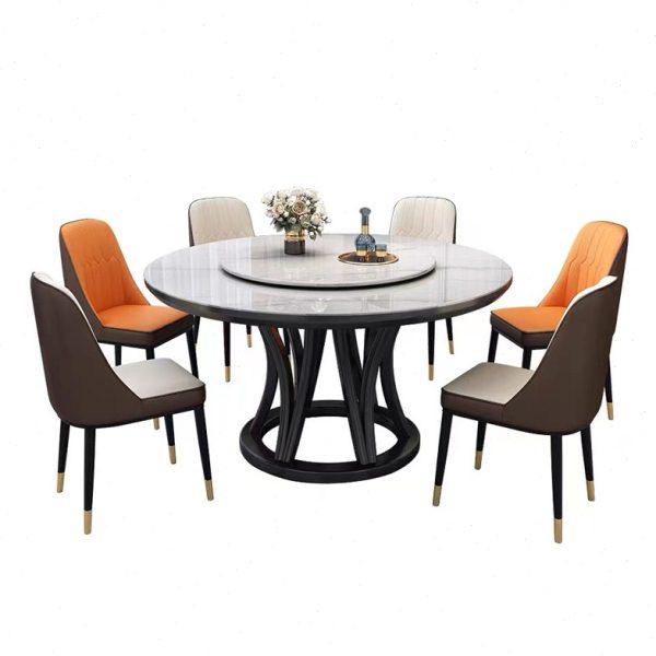 轻奢岩板餐桌椅组合现代简约餐厅家用小户型带转盘实木大理石饭桌,淘宝优惠券,粉丝福利购,淘宝优惠卷