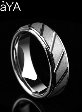 SAYA不掉色男戒指银色简约食指单身戒指潮个性钨金戒子Y男时尚首