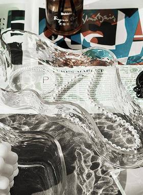 欧式玻璃家居首饰盘甜品台摆件装饰展示架收纳盘水果盘香薰托托盘