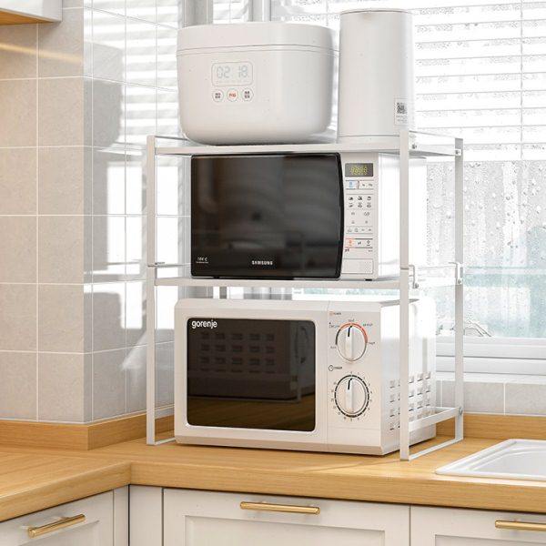 厨房微波炉置物架烤箱架子家用台面桌面双层可伸缩电饭锅煲收纳架,淘宝优惠券,粉丝福利购,淘宝优惠卷