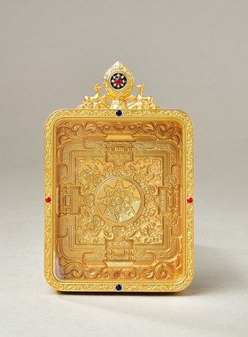 纯铜嘎乌盒四方转轮单面壳唐卡方形复古吊坠多种图案可选择厂家