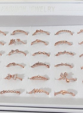 气质高级感新款铜镶锆石戒指女简B约开口食指环抖音爆款不掉色尾