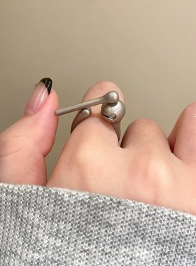 创意敲敲攒e功德木鱼戒指女高级感可敲开口食指戒网红个性指环配