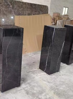 摆塑定台底座黑白根黑色大理石售楼部展示制商场石墩落地基座雕件