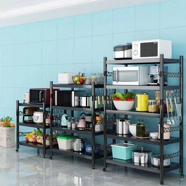 带围栏厨房置物架落地式多层微波炉架收纳架子烤箱锅架货架储物架,淘宝优惠券,粉丝福利购,淘宝优惠卷