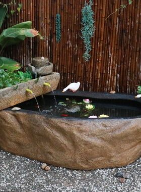 庭院花园假山喷泉流水景观鱼池鱼缸露台阳台加深水池装饰造景摆件