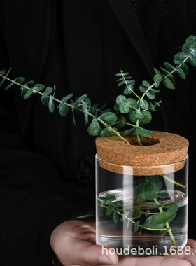 精选软木塞玻璃储物罐桌面居家直筒收纳花瓶香料分装玻璃罐