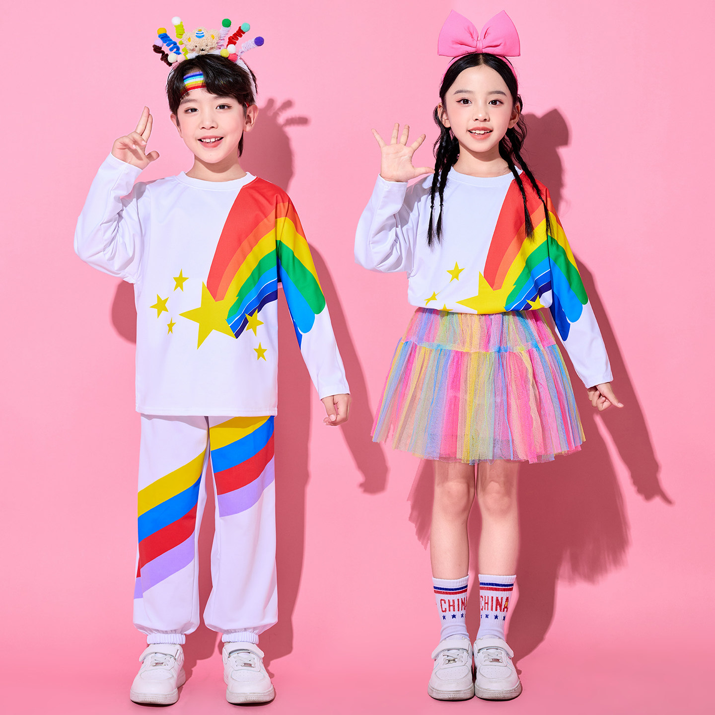 元旦儿童啦啦队演出服多巴胺幼儿园表演服小学生运动会开幕式服装,淘宝优惠券,粉丝福利购,淘宝优惠卷