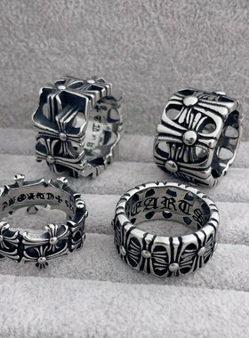 潮酷永恒对戒十字架戒p指复古男女尾戒嘻哈原创痞帅高级感轻奢指