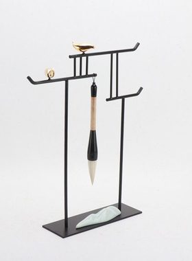 现代新中式创意陶瓷假山书房毛笔架摆件玄关书桌客厅家居软装饰品