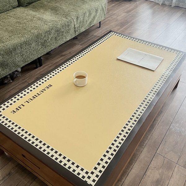 【皮革电视柜垫】桌布防水防油免洗轻奢高级长方形学生书桌垫定制,淘宝优惠券,粉丝福利购,淘宝优惠卷