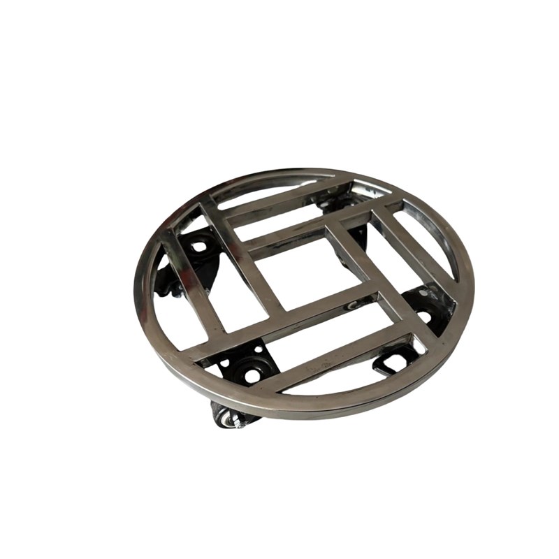 不锈钢圆形e移动大花盆与轴距万向轮花架盆景架龟车储存架 - 图3