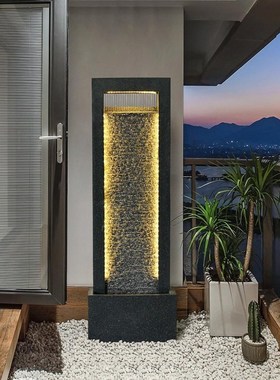 矿物油摆件水幕流水景观瀑布喷G泉客厅办公室内落地装饰