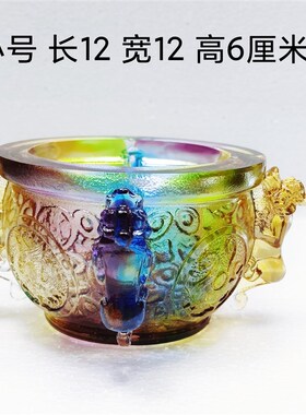 古法琉璃聚宝盆工艺方摆件水招聚财位店铺开业四品晶财貔貅聚宝盆